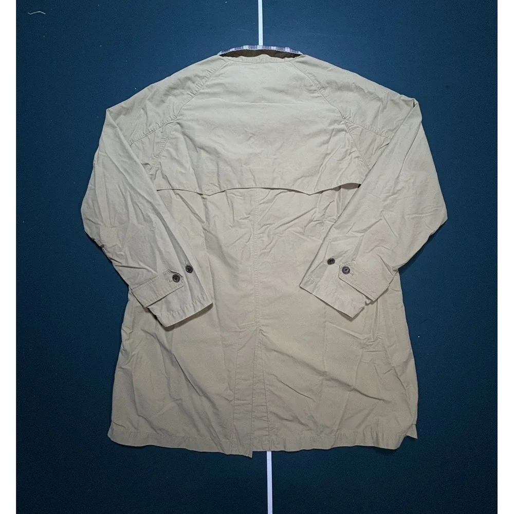 Vintage Ralph Lauren Polo Trench Coat Jacket Mens XL Beige Plaid‎ Collar 90s